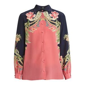 Neiman Marcus Floral Peach Enchanted Blouse Size 40